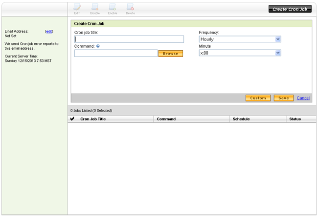 Godaddy Cron Setting